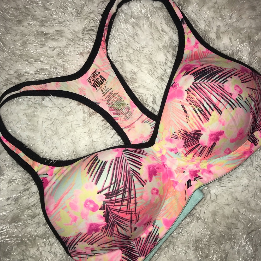 vs pink floral sports bra